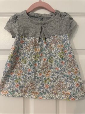 GAP Girls Heather Gray Top with Pastel Floral Skirt